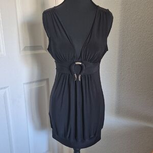 Chocolate Brand Black Mini Dress with Ring Detail